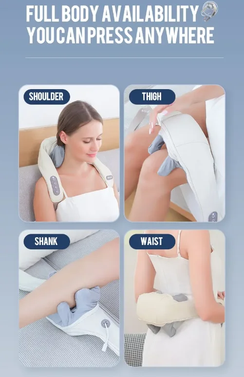 Foreverlily Wireless Neck and Back Massager Neck and Shoulder Kneading Massage Shawl Neck Cervical Relaxing Trapezius Massager