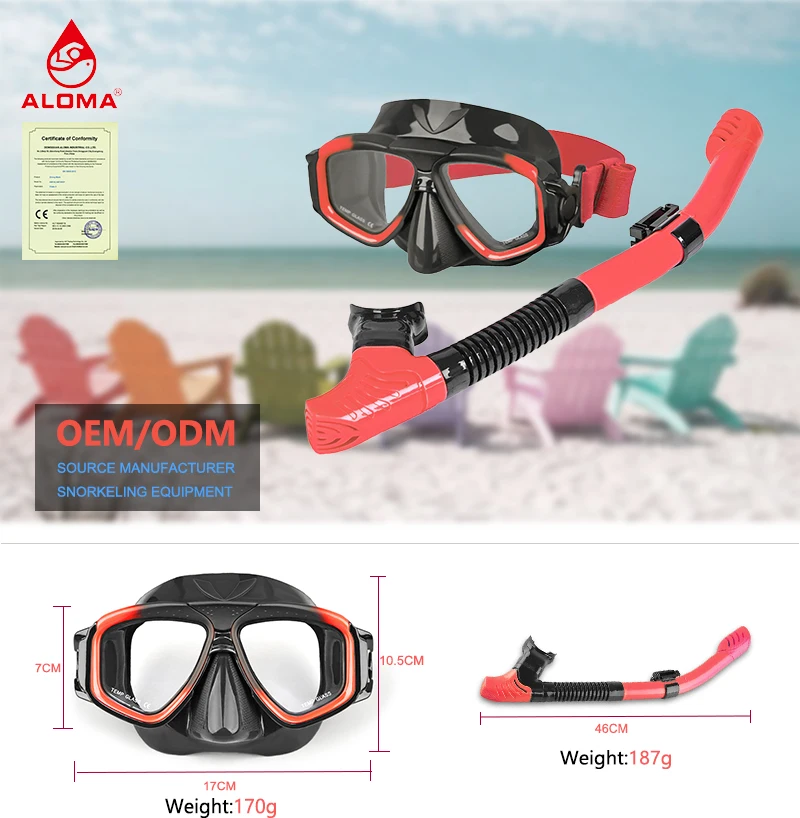 New Arrival dry snorkel mask set diving snorkel equipment freediving spearfishing mask diving goggles snorkel gear supplier