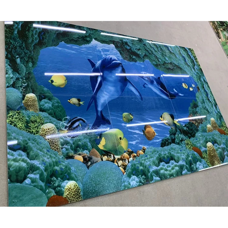 Customized Background 3D Ocean Fish Look Floor Tiles Living Room