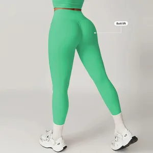 Custom Solid High Waisted Plus Size Gym Tight Hip Scrunch Butt Lift Yoga Pants Workout Butt Lifting Breathable Fitness Yoga