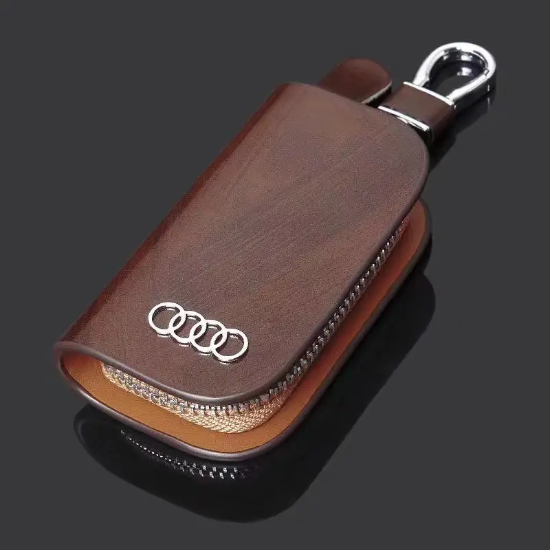 High Quality Leather Car Key Bag Car Remote Key Chain Holder Case Bag