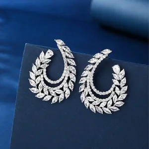 Fashionable Luxurious Zircon Earrings Original Design for Women's Daily Wear and Weddings Wholesale