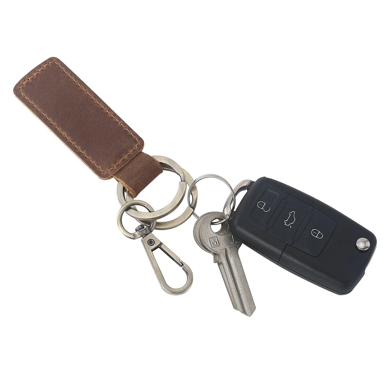Custom Logo Crazy Horse Leather Keychain Personalized