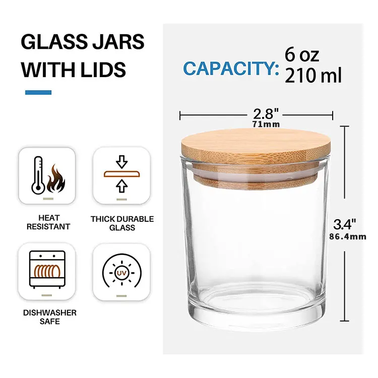 Wholesale Empty 7oz 200ml Clear Glass Candle Jars Container