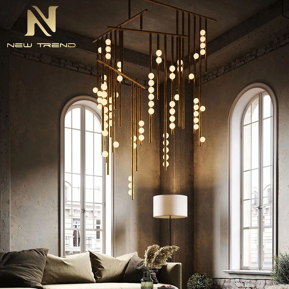 CPL-324 Contemporary Style Indoor Decoration Villa Hall Hotel Lobby Staircase Glass Sphere LED Chandelier Pendant Light   