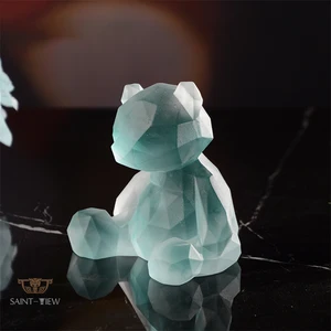 SAINT-VIEW Crystal Geometry Teddy Bear Handmade Craft Gift Art Toy Colorful Animals Decoration