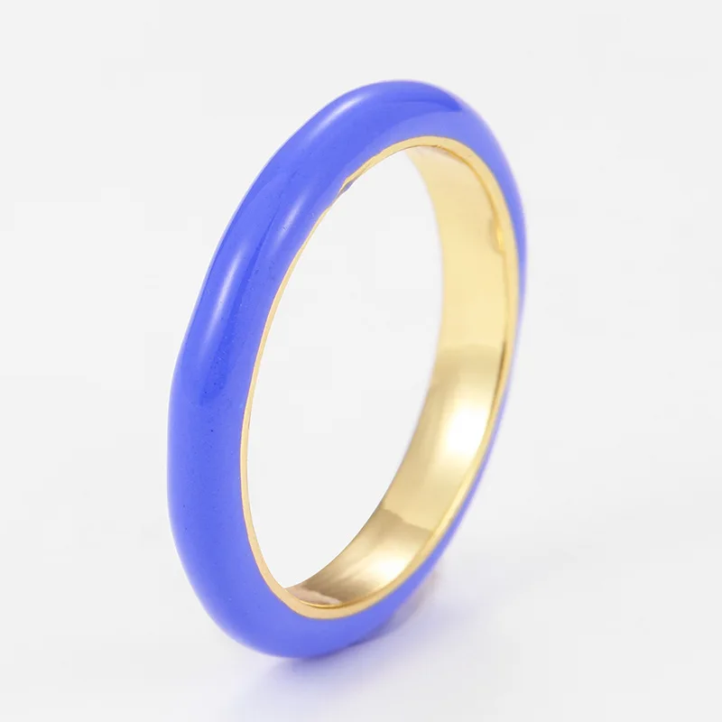 Handmade European and American Fashion Rainbow Cubic Zircon Enamel Simple Ring for Women