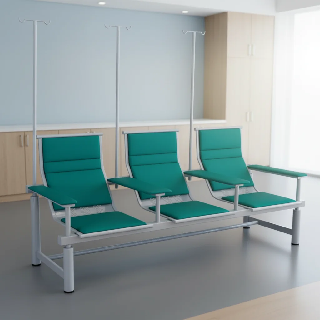 Hot Selling Adjustable IV Pole Backrest Infusion Chair High End Medical Hospital Chair 3/5 Seats PU Leather Modern Design 3