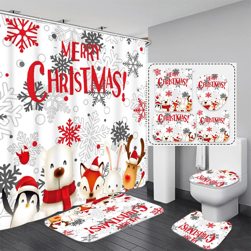 Домашний декор, недорогая Рождественская занавеска для душа в ванную комнату, 4 шт., прозрачная Роскошная занавеска для душа 3D