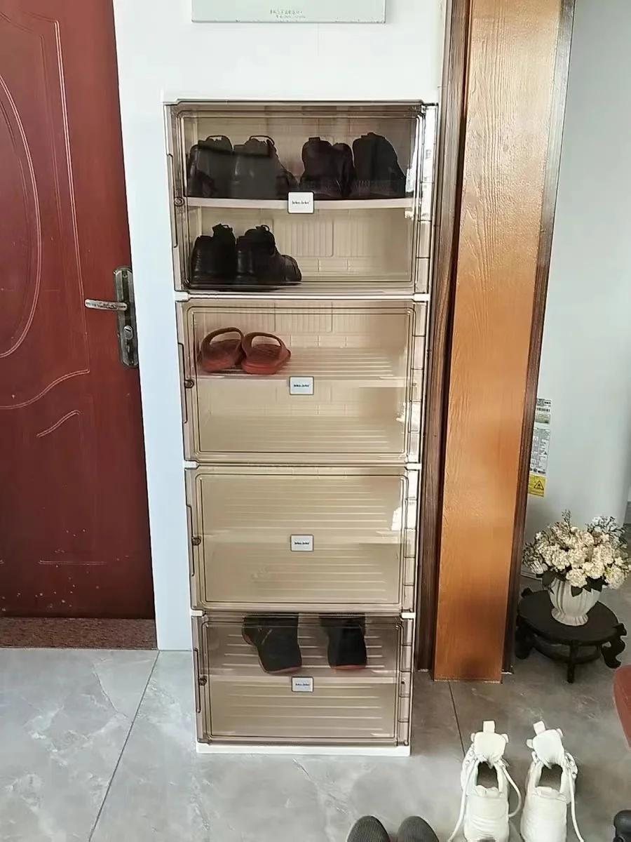 Jeko&Jeko Tiers 16 Pairs Black Color Shoe Rack for Front Door Entrance