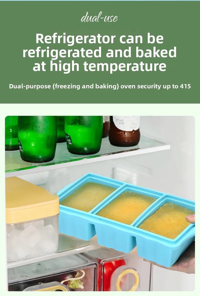 Hot Selling Food Grade Silicone Ice Tray Mold with Lid Household Ice Storage Making Box Complementary Refrigerator Accessory details