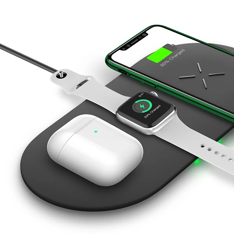 3 in 1 Fast Wireless Charger Charging Pad for apple Watch 9 8 7 6 5 4 3 2 1 and Smart Phones