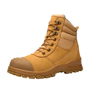 Crazy Horse Brown Leather Safety Boot Steel Toe Breathable Lace-Up Industrial Construction Zipper Winter Use Factory Focused