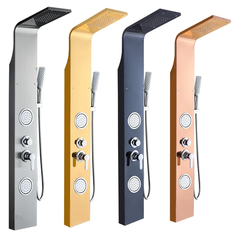 Современный дизайн термостатический смеситель для душа Ванная комната 304 из нержавеющей стали ванной комнаты настенный водопад душевой доска Массажная