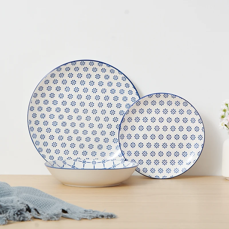 Wholesale Linyi Customisable White Porcelain Dinnerware Sets Printed Patterns Plates for Home Dining Tables