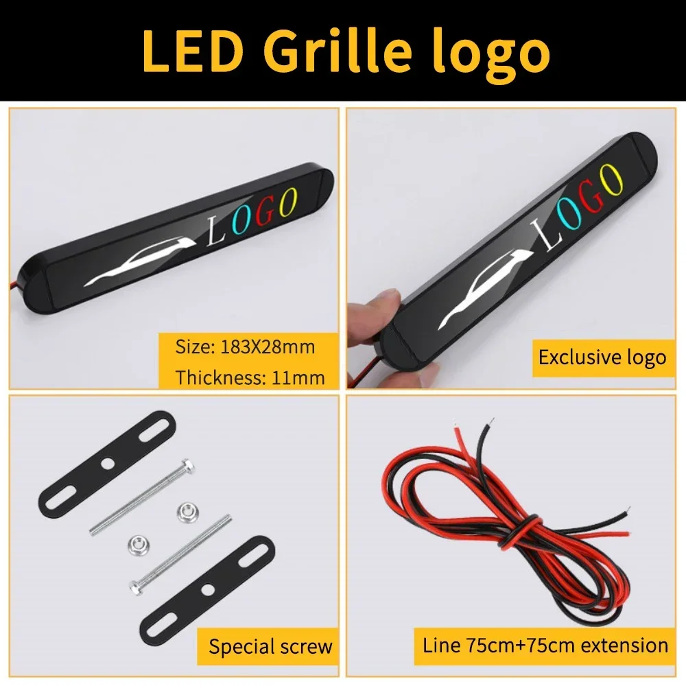 Car Motorcycle Daytime Running Lights Logo LED Front Grille Sign Badge Illuminated Medium Net Emblem for Volkswagen TOURAN BORA