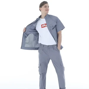 Professional Men's and Women's Short Sleeve Work Coat Motor Mechanic Uniform Shirt and Pant