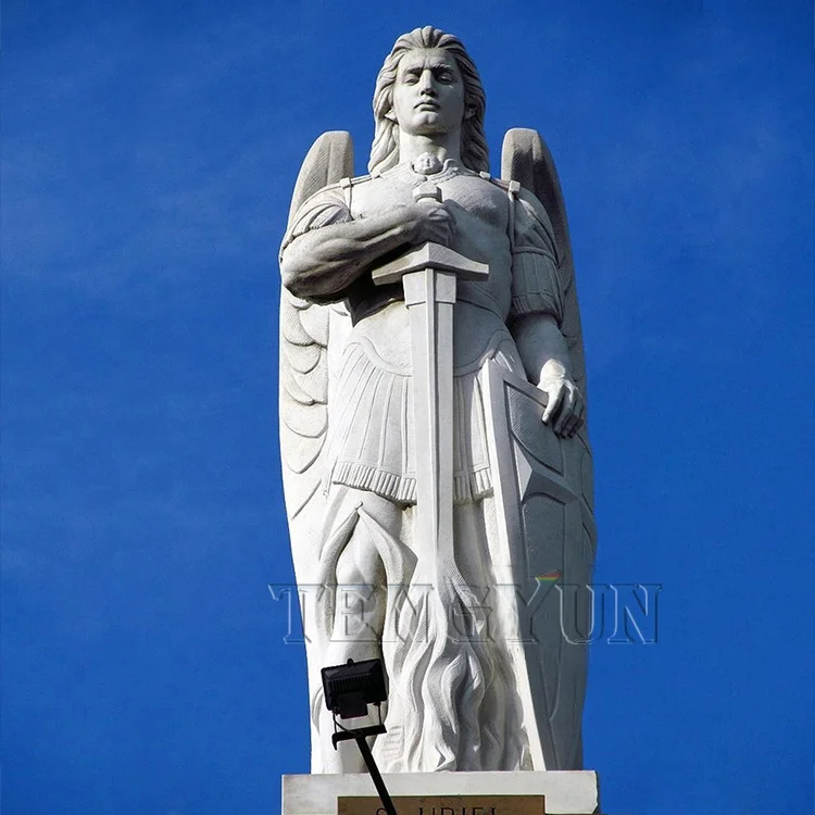 装飾のための翼像等身大男性天使彫刻と人気のモダンな石ヌード男天使