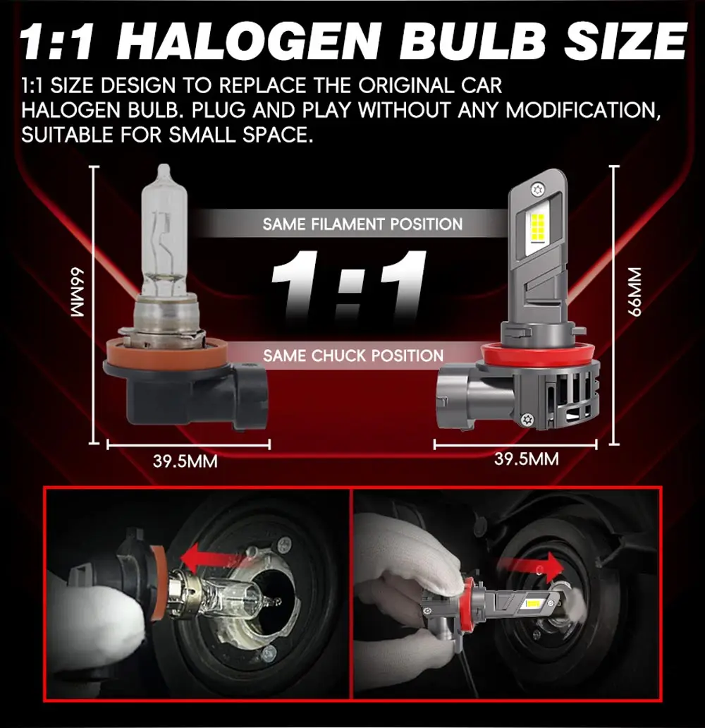 Competitive Price E4X LED Headlights Plug and Play Fan Type 5600LM 24W H4 H7 H11 9005 9006 9012 HIR2 LED Headlight Bulbs for Car