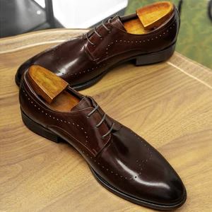2026 Fashion Monk Shoes RTS Hot Sale Breathable Genuine Leather Men's Dress Shoes Derby Shoes