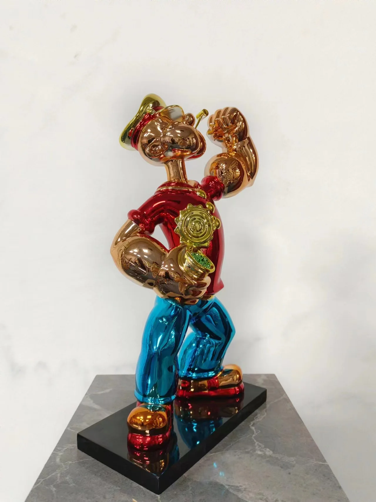 Wholesale Electroplating Custom Color Pop Art Sculpture  Decoration Popeye Statue Fiberglass Life Size Sculpture