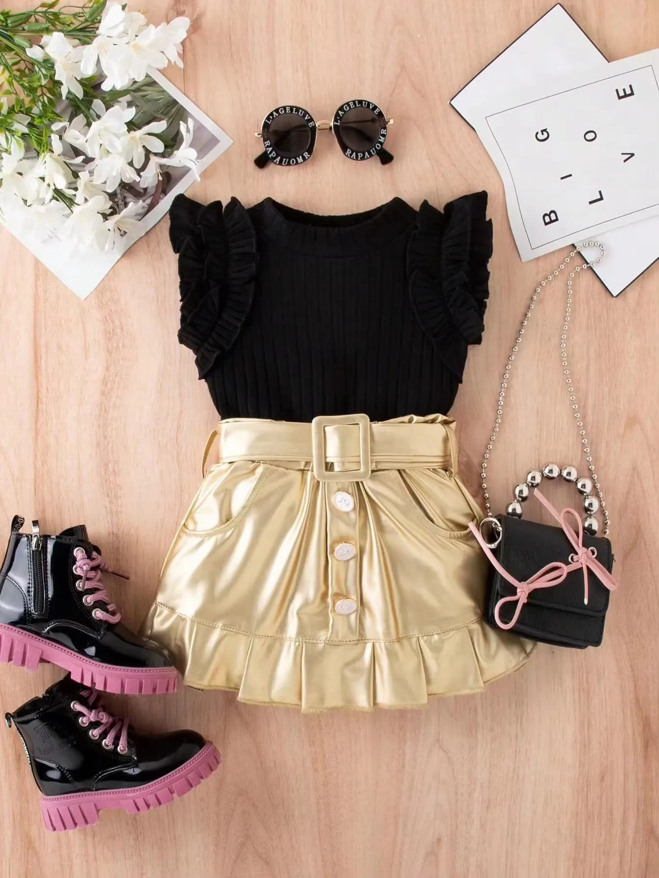 2024 Summer Baby Clothes Set Little Girls Sleeveless White Top+