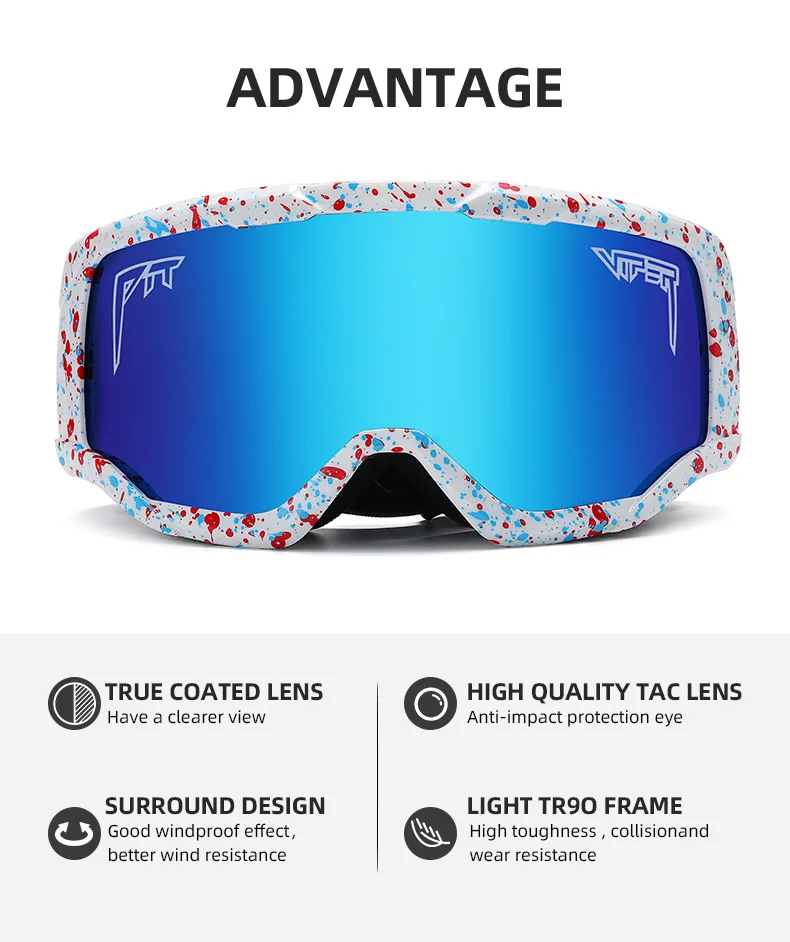 2022 Stylish Best Mirrored Antifog Outdoor Sports Snowboard Goggles