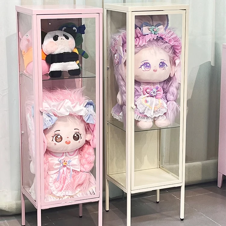Free Standing Glass Display Cabinet Metal Corner Showcase Cabinet Figures Stand Display Showcase for Home Living Room Bedroom