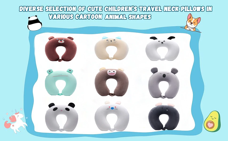 product slow rebound memory foam animal u shaped pillow customization portable soft neck warp support travel pillow for kids-49