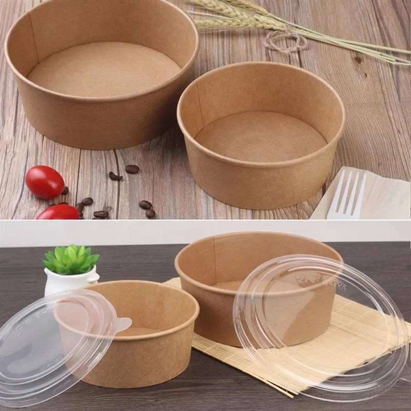 Chinese Hot Disposable Salad Bowl 100% Compostable Food Paper Cup with Lid factory