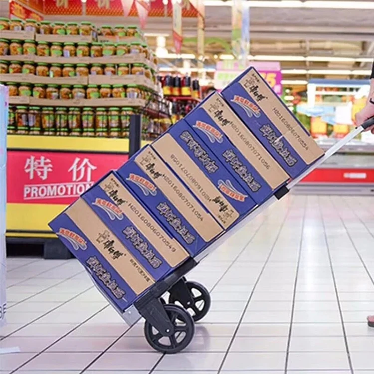 2 Wheel Heavy Duty Folding Multipurpose Push Cart Aluminum Hand Truck Dolly Trolley