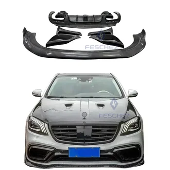 B Style Carbon Fiber Front Bumper Lip For Mercedes Benz W222 S Class S63 S65 Amg Diffuser Side Skirt Body Kit