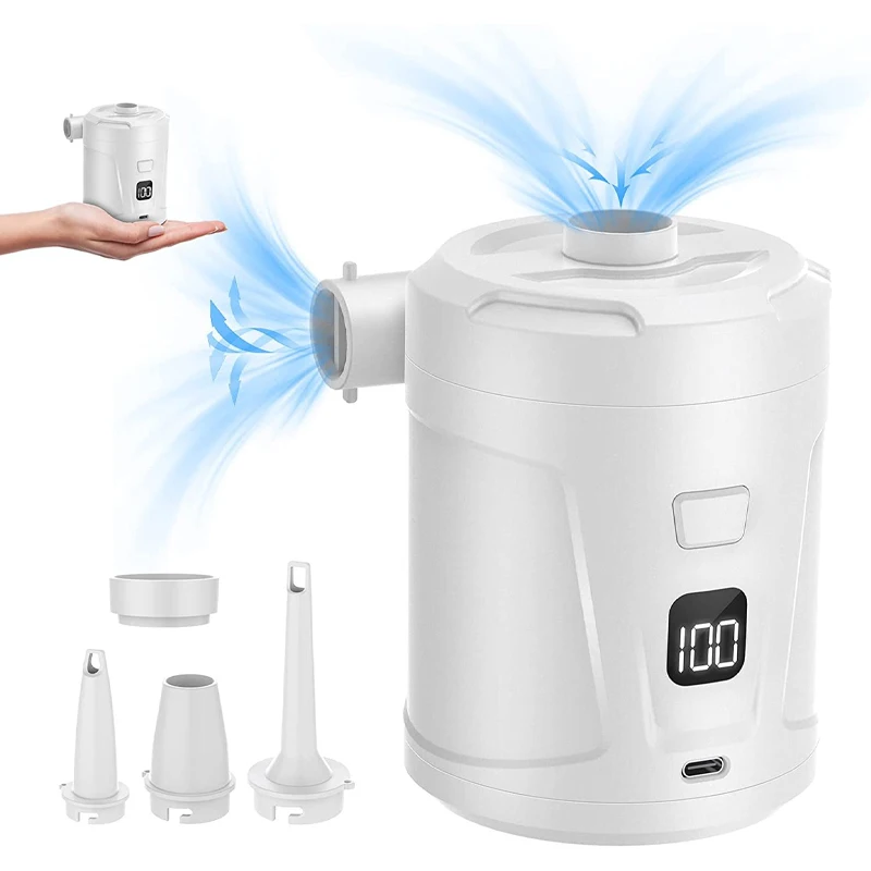 Portable Mini Electric Air Mattress Pump Automatic and Rechargeable for Camping Swimming and Boating - view 5