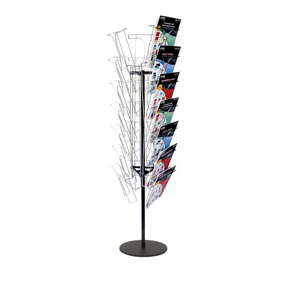 Floor Spinning Standing Magazine Promotional Book Brochure Display Rack Stand Metal Rotating Book Shelf