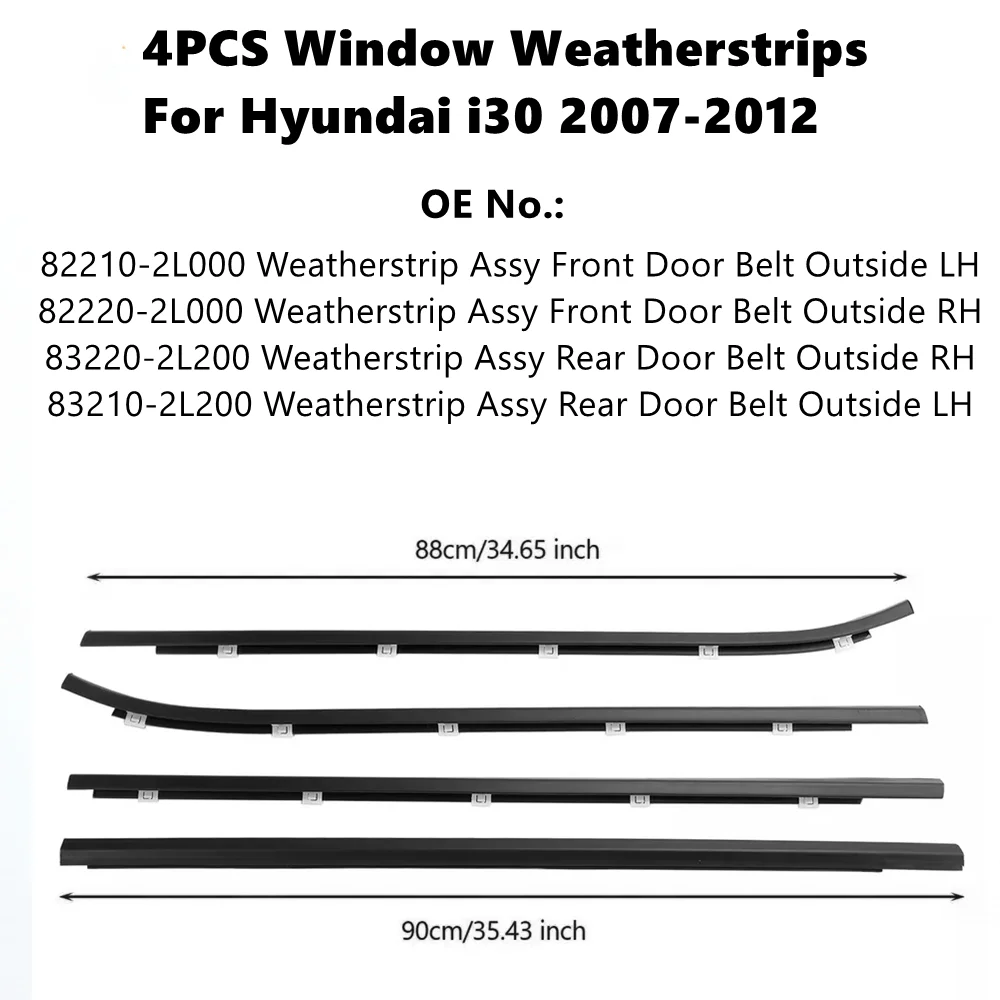 Türdichtung 4er Set Für Hyundai I30 2008-2011 - Außenfenster Glasgummi