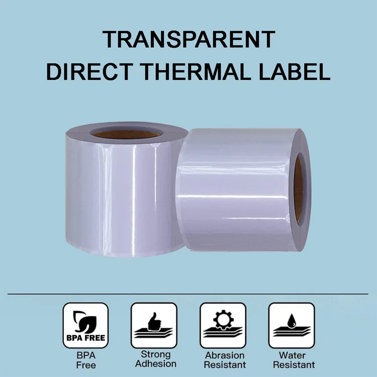 Waterproof clear Shipping Labels Sticker Roll Compatible with Thermal Printer Transparent Direct Thermal Label