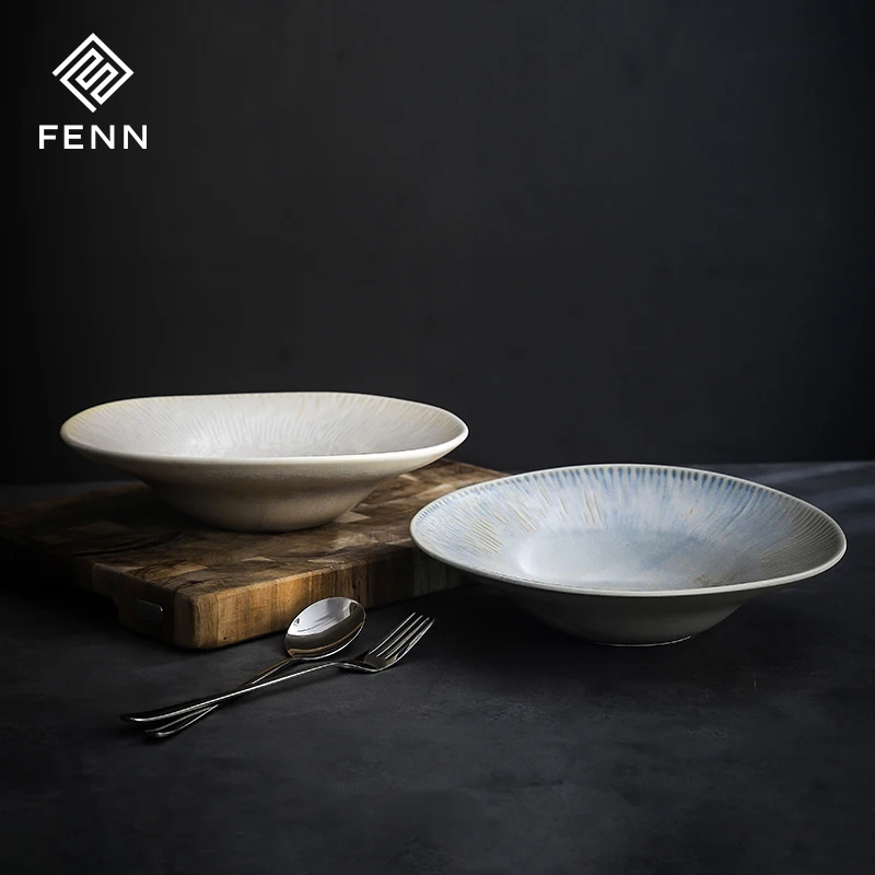 FENN Luxury Western Dinnerware Restaurant Ceramic Tableware Vintage Dining Dinner Bowls Porcelain Soup Bowl Ceramic Bowls