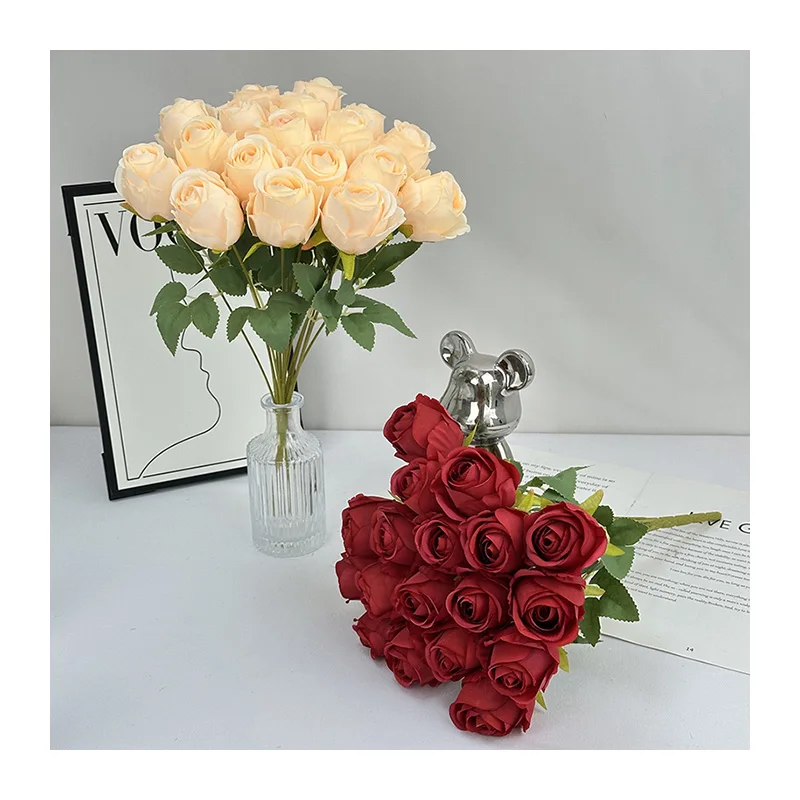 QYYM-135 18-Ulong Bubble Rose na Handmade na Emerald Green Artificial Round Rose Flower na Matibay at Pinili ng Designer para sa Dekorasyon sa Bahay