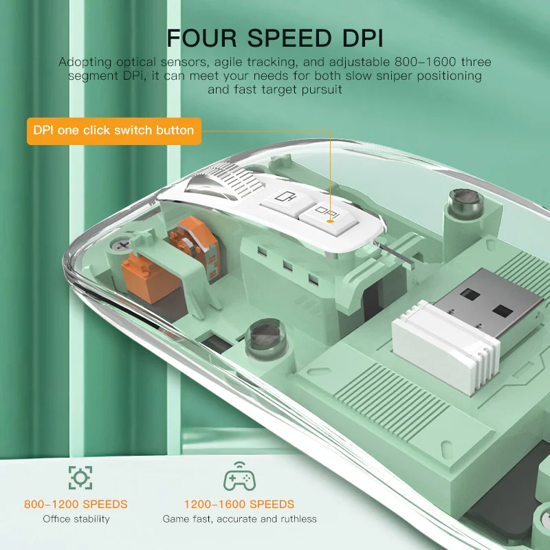 Widely Welcome 3D Mini USB Rechargeable Wireless Mouse with LED