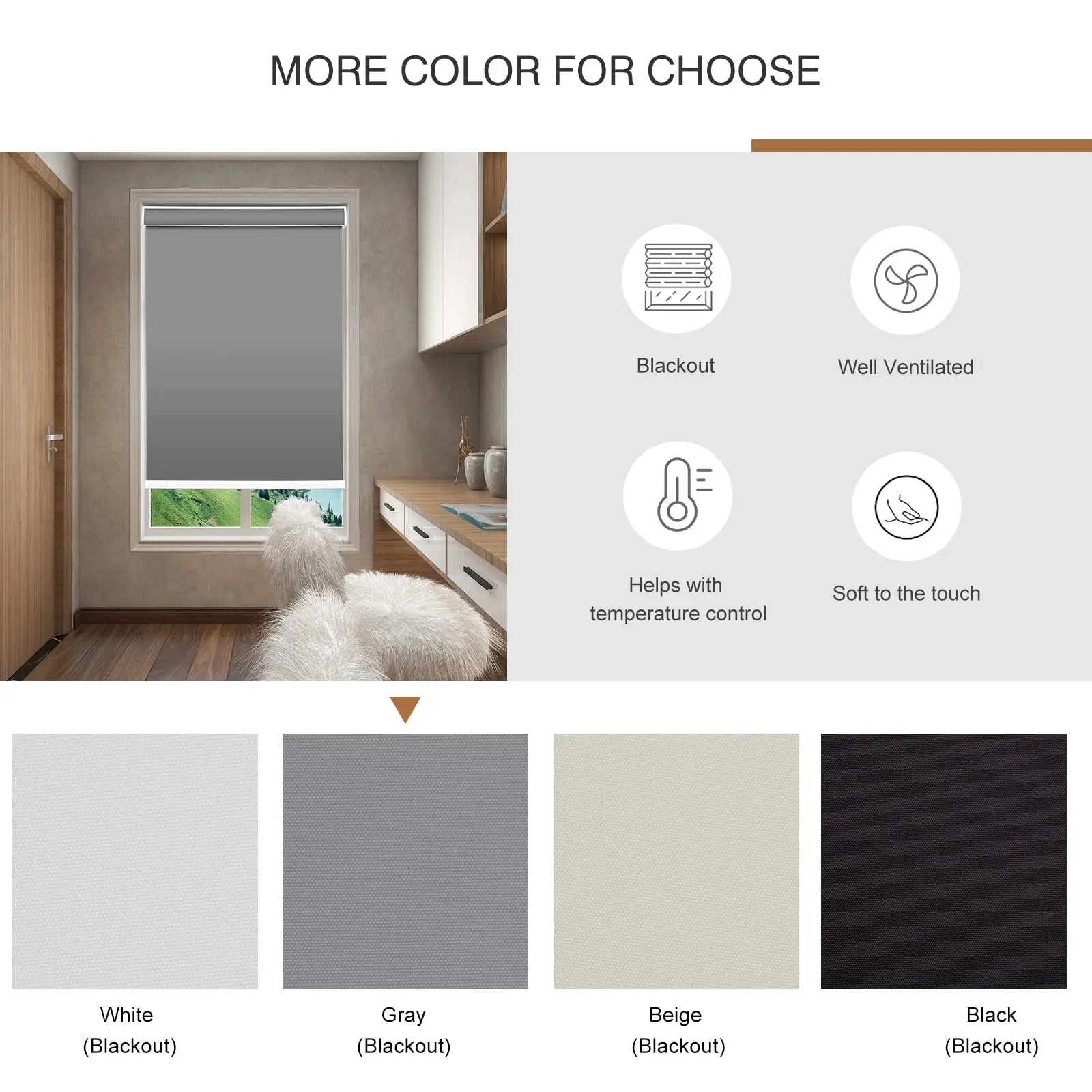 Wholesale White Coating Polyester Roller Blinds Fabric with 410GSM Weight and 3M Width for French Windows