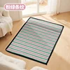 Pink and green striped cotton and linen mat