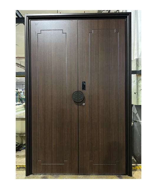 Modern Design Steel Wooden Armored Entrance Security Door Wholesale Home Exterior Application Aluminum Alloy Finished Slab Door