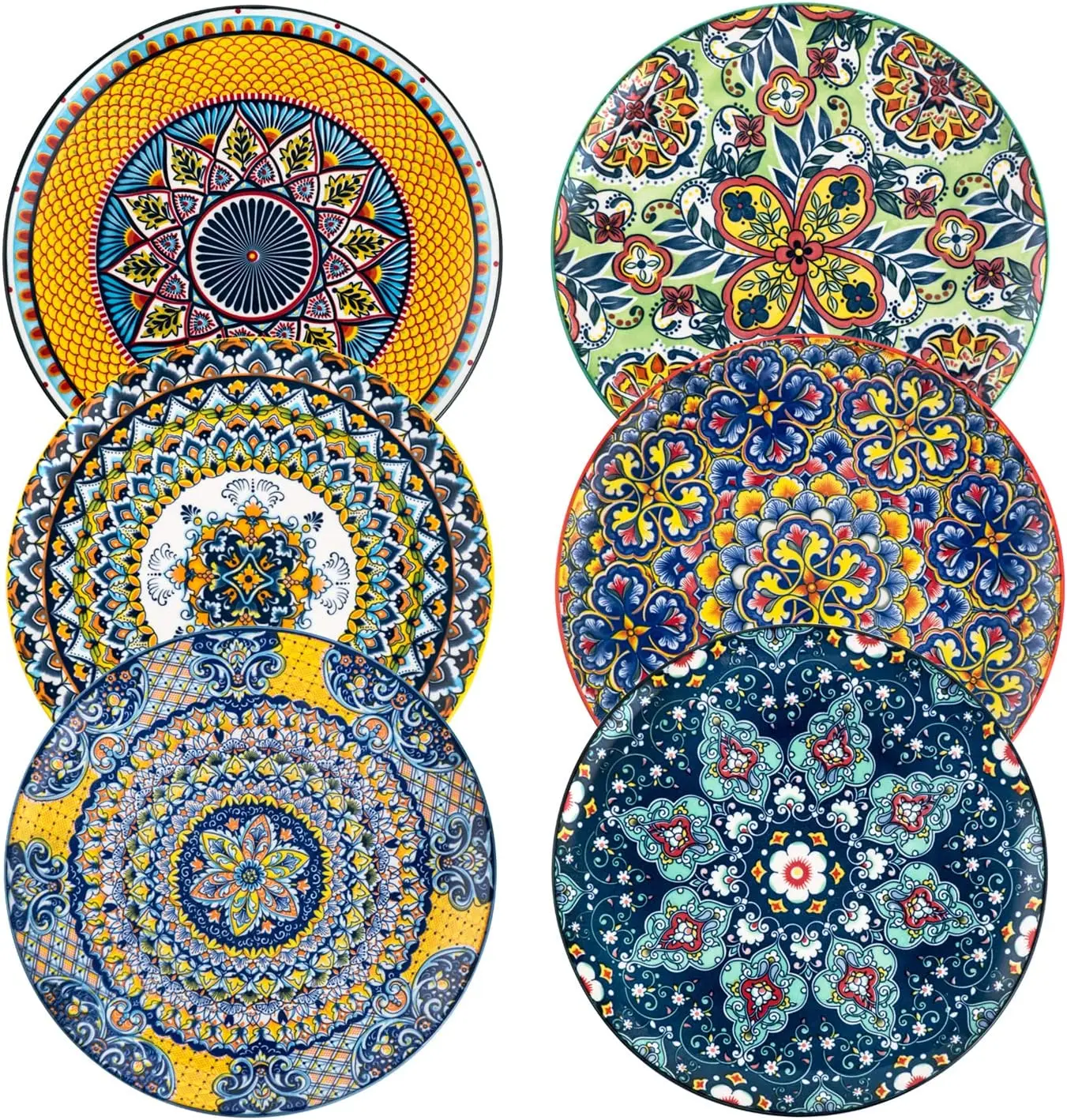 Set of 6 Bohemian Ceramic Stoneware Dinner Plates Colorful Charger Porcelain Tableware for Food & Home Use supplier