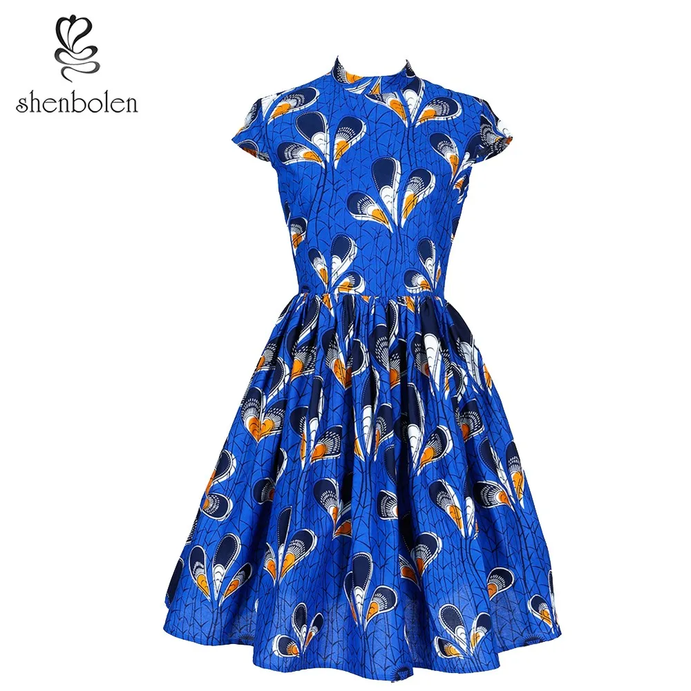 Modern African Print Kitenge Short Prom Dress Designs Womens Traditional Patterns Dresses for Ladies Casual