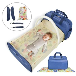4 In 1 Convertible Multifunctional Baby Diaper Nappy Bag Custom Large Baby Care Diaper Backpack With Changing Bed