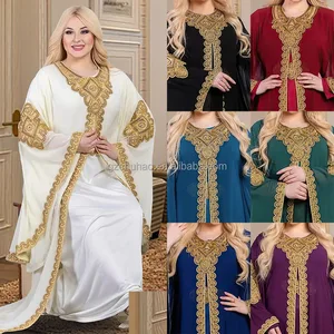 2026 Hot Selling Jalabiya Green Abaya Elegant Embroidered Islamic Dress for Adults Women's Modest Loose Striped Robe Handcrafted