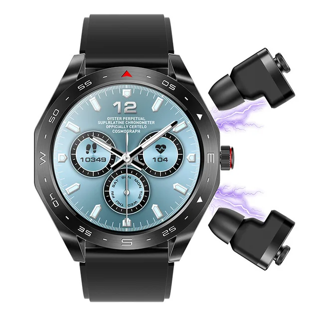 2-in-1 TWS Innovative tech Smart Watch Bluetooth Music Health Sports Features-Waterproof IP67 OLED iOS  Functions