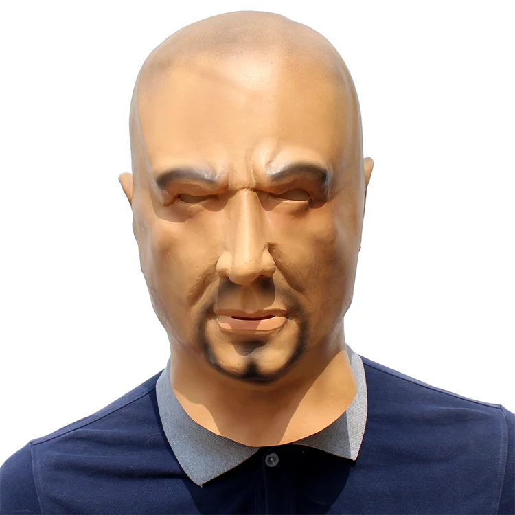 Artificial Man Custom Latex Mask Hood Overhead Wigs Beard Full Human Skin Disguise Prank Halloween Makeup Costume Realistic