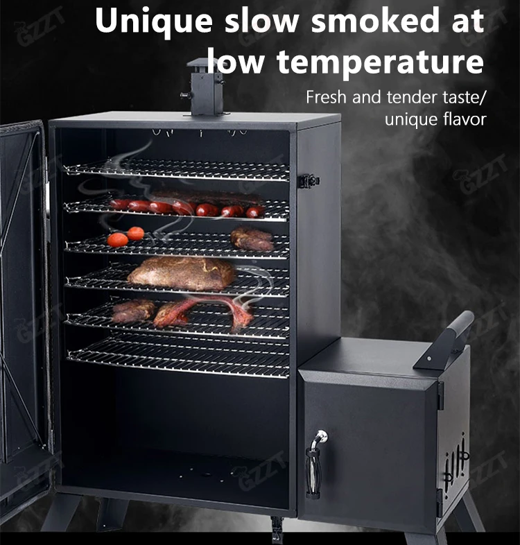 Heavy Duty Rectangle Commercial Bbq Charcoal Grill Offset Wood Smoker Oven  Kitchen OEM Sausage Meat Smoker Fish Smoking Machine