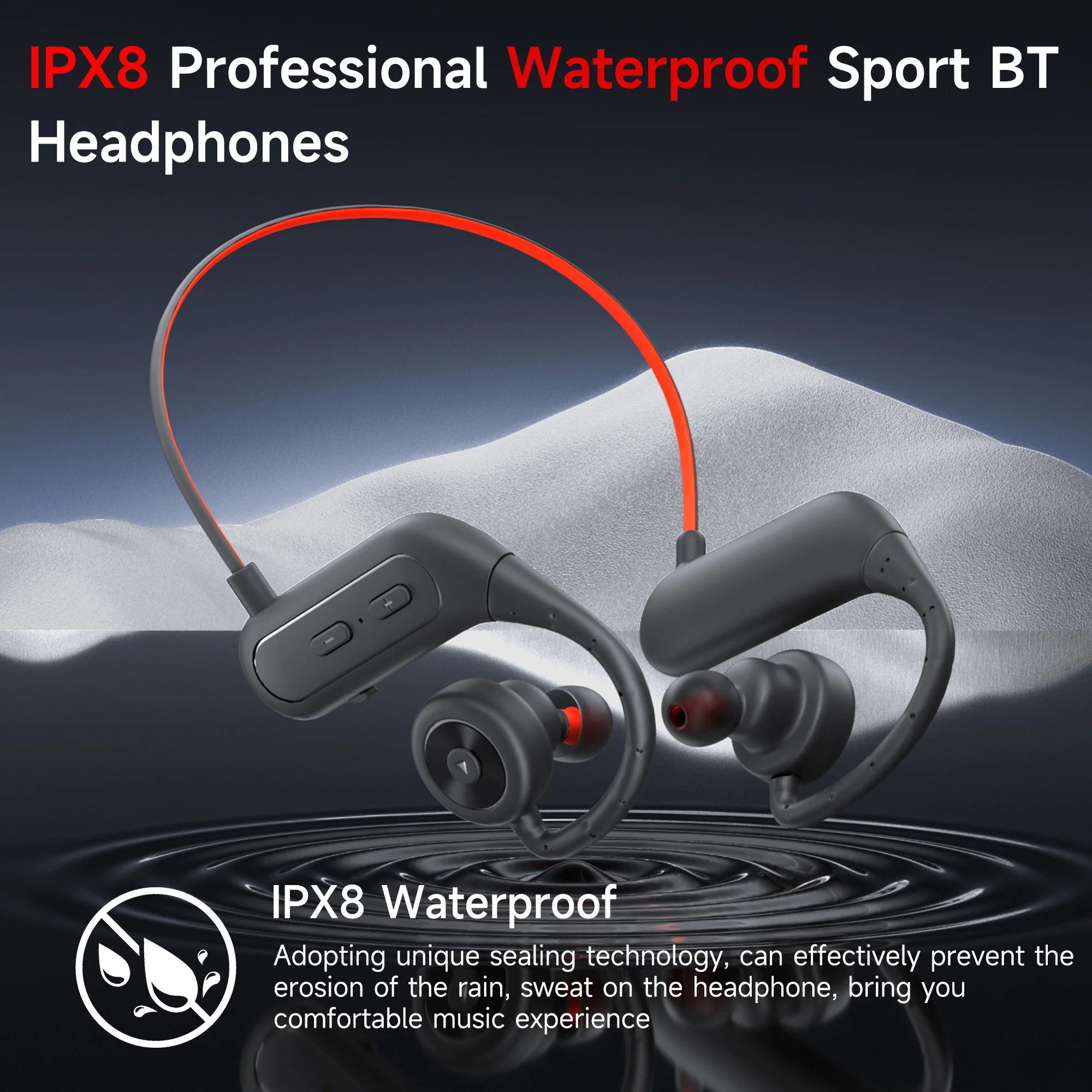 Casque De Natation MP3 Dilwe Étanche IPX8 - Lecteur Musique Intégré, 8h Autonomie - Pour Sports Nautiques